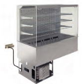 Vitrină frigorifică de perete pe cuvă refrigerată - 3 rafturi, dreptunghiulară (2 GN 1/1)