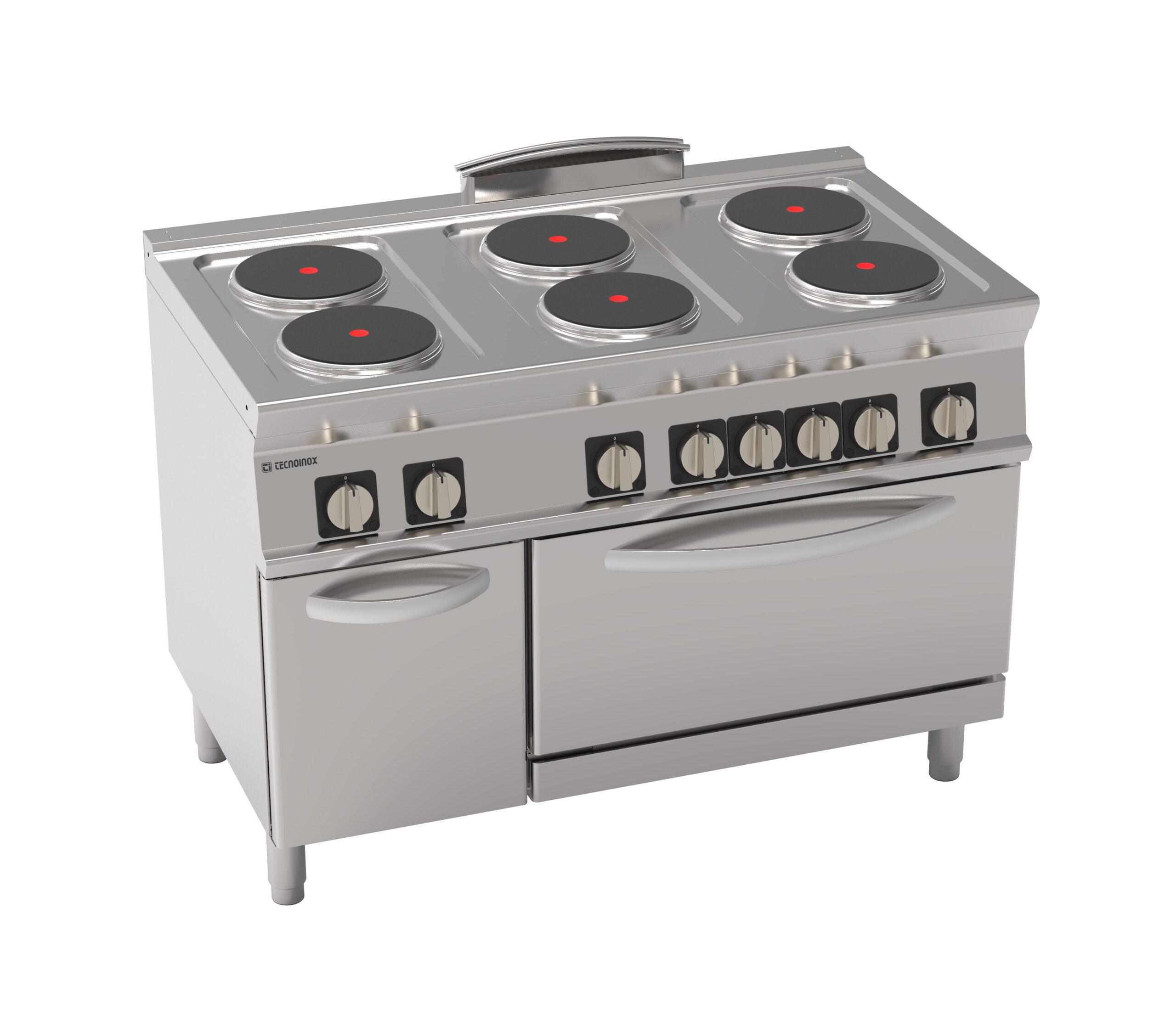 Aragaz electric cu 6 plite rotunde ermetice și cuptor electric static GN2/1
