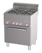 Mașină de gătit pe gaz pe cuptor electric cu convecție GN 1/1 - 4 Arzătoare (660 mm)
