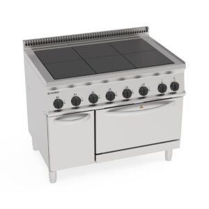 Aragaz electric cu 6 plite pătrate coplanare pe cuptor electric static GN2/1