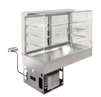 Vitrină refrigerată și ventilată pe blat refrigerat – 3 rafturi, pătrată EN (Rulou)