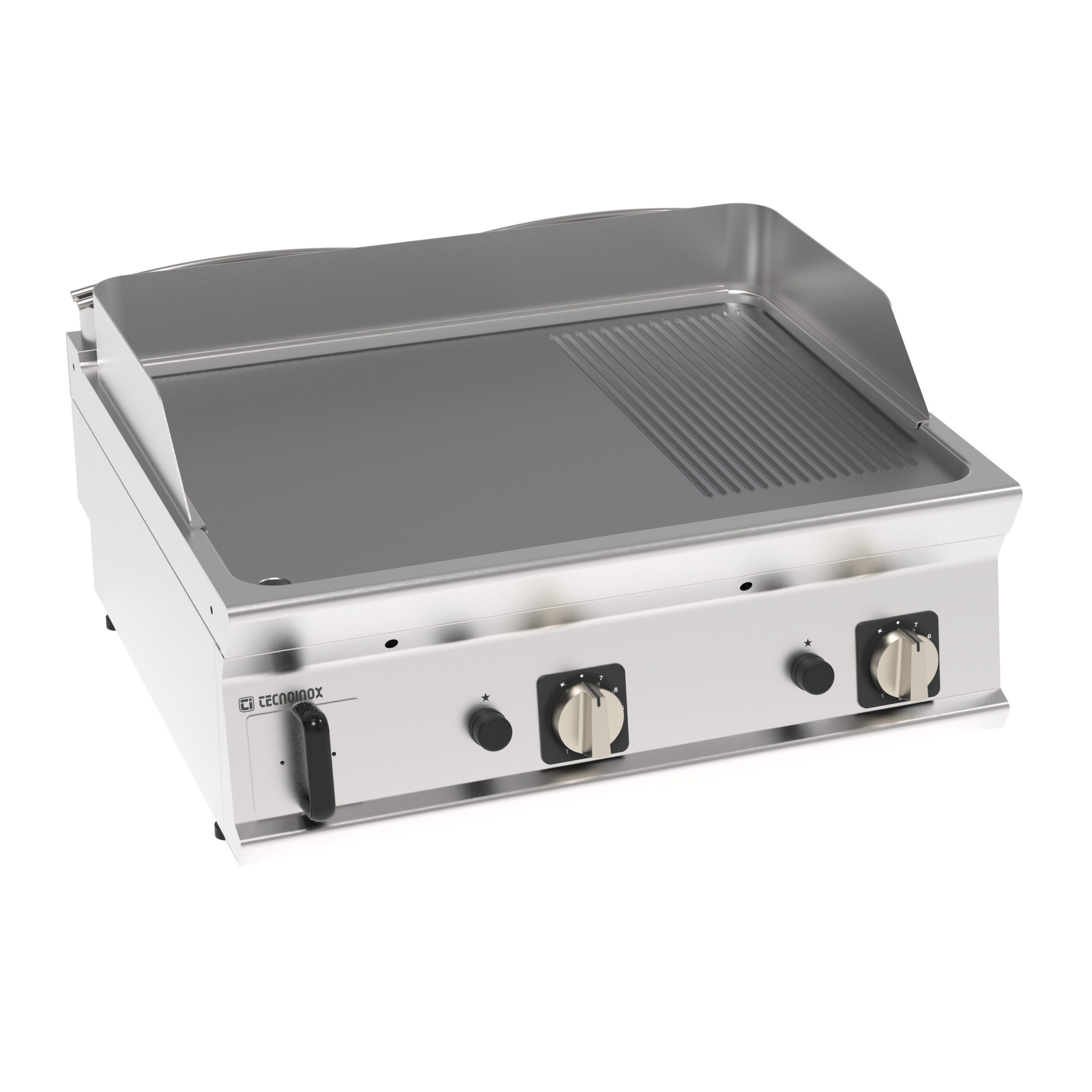 Grill pe gaz cu placă periată, cromată, 1/3 striată (varianta de masă)
