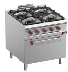 Aragaz cu gaz cu 4 arzătoare pe cuptor electric GN 2/1 - SILVER 900