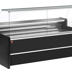 Vitrină frigorifică cu geam drept la 90°, ventilată + depozitare - LINIA FLORENCE
