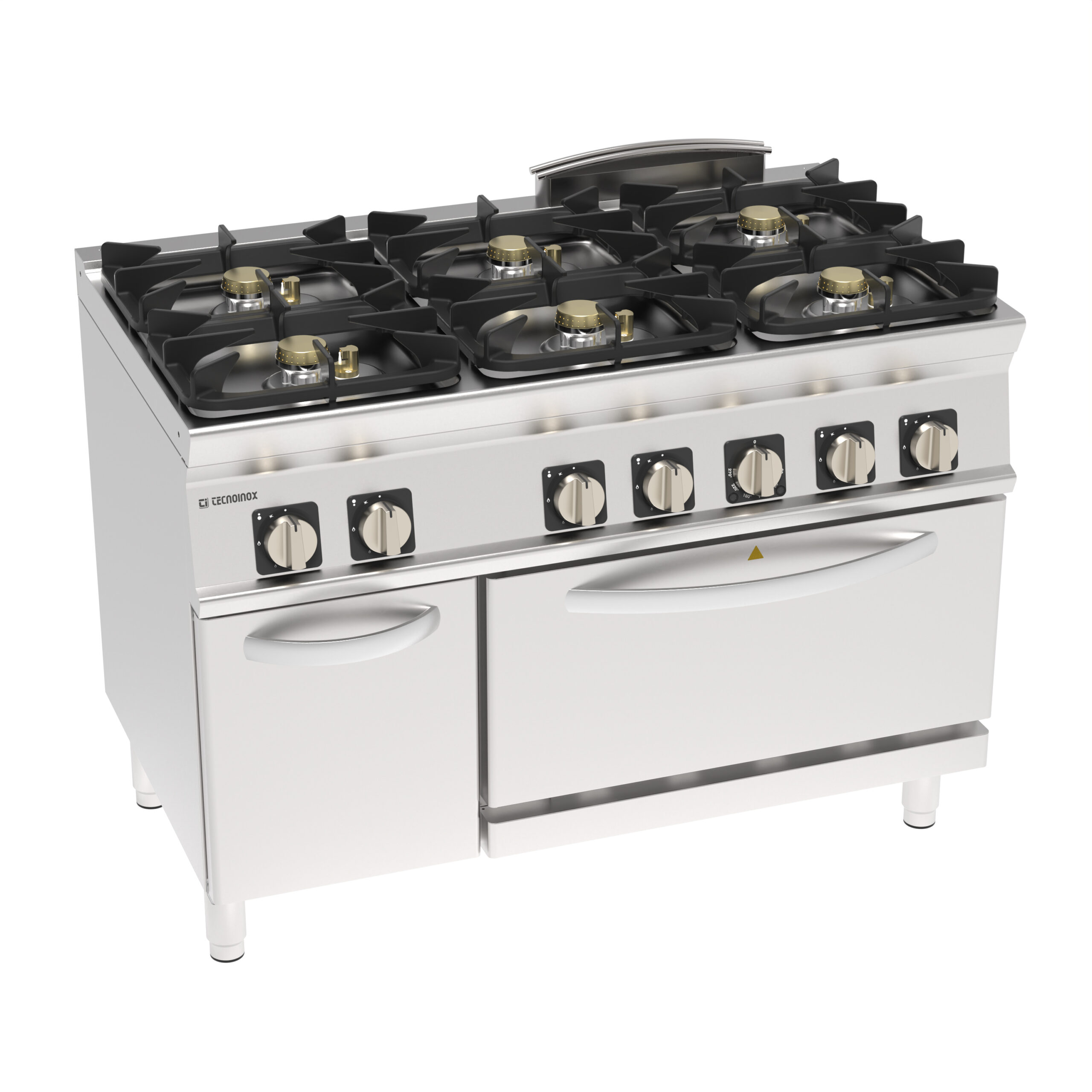 Aragaz pe gaz cu 6 arzătoare hermetice pe cuptor electric cu convecție GN1/1 cu 1 grătar