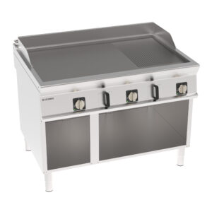 Grătar electric independent cu placă 1/3 striată pe cabinet deschis