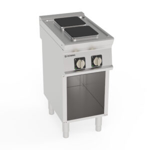 Plită electrică cu 2 plăci pătrate ermetice pe dulap deschis