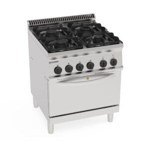 Plită pe gaz cu 4 arzătoare pe cuptor electric static GN2/1