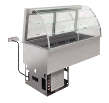 Vitrină refrigerată și ventilată pe cuvă refrigerată – 2 rafturi (Clapete)