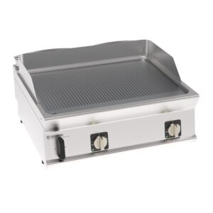 Grătar electric cu placă striată, cromată periat (variantă de banc)