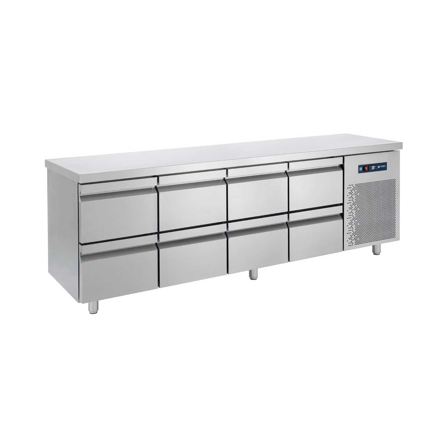 Masă frigorifică cu 8 sertare – 239 x 60 x 85 cm