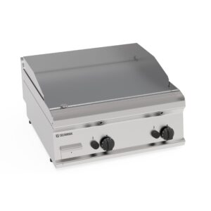 Fry-top pe gaz cu placă netedă, cromată
