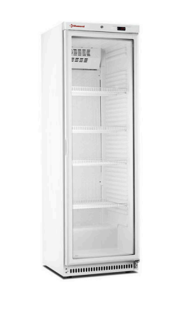 Frigider ventilat cu ușă din sticlă 400 litri alb - LINIA JUMBO