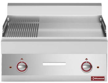 Placă de gătit electrică 2/3 netedă și 1/3 striată, cromată - de banc - SILVER 650