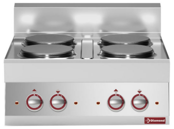 Plită electrică cu 4 plite rotunde - de banc - SILVER 650