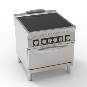 Aragaz electric vitroceramică pe cuptor electric static GN2/1 cu 1 grilaj