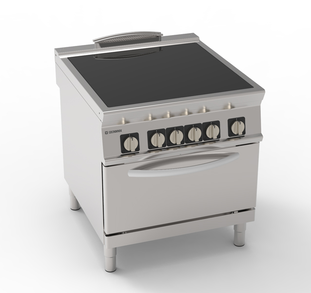 Aragaz electric vitroceramică pe cuptor electric static GN2/1 cu 1 grilaj