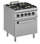 Aragaz pe gaz – 4 arzătoare pe cuptor electric cu convecție GN 1/1