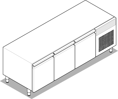Bază refrigerată TECNO74 (GN1/1) - 3 uși cu gaz R290