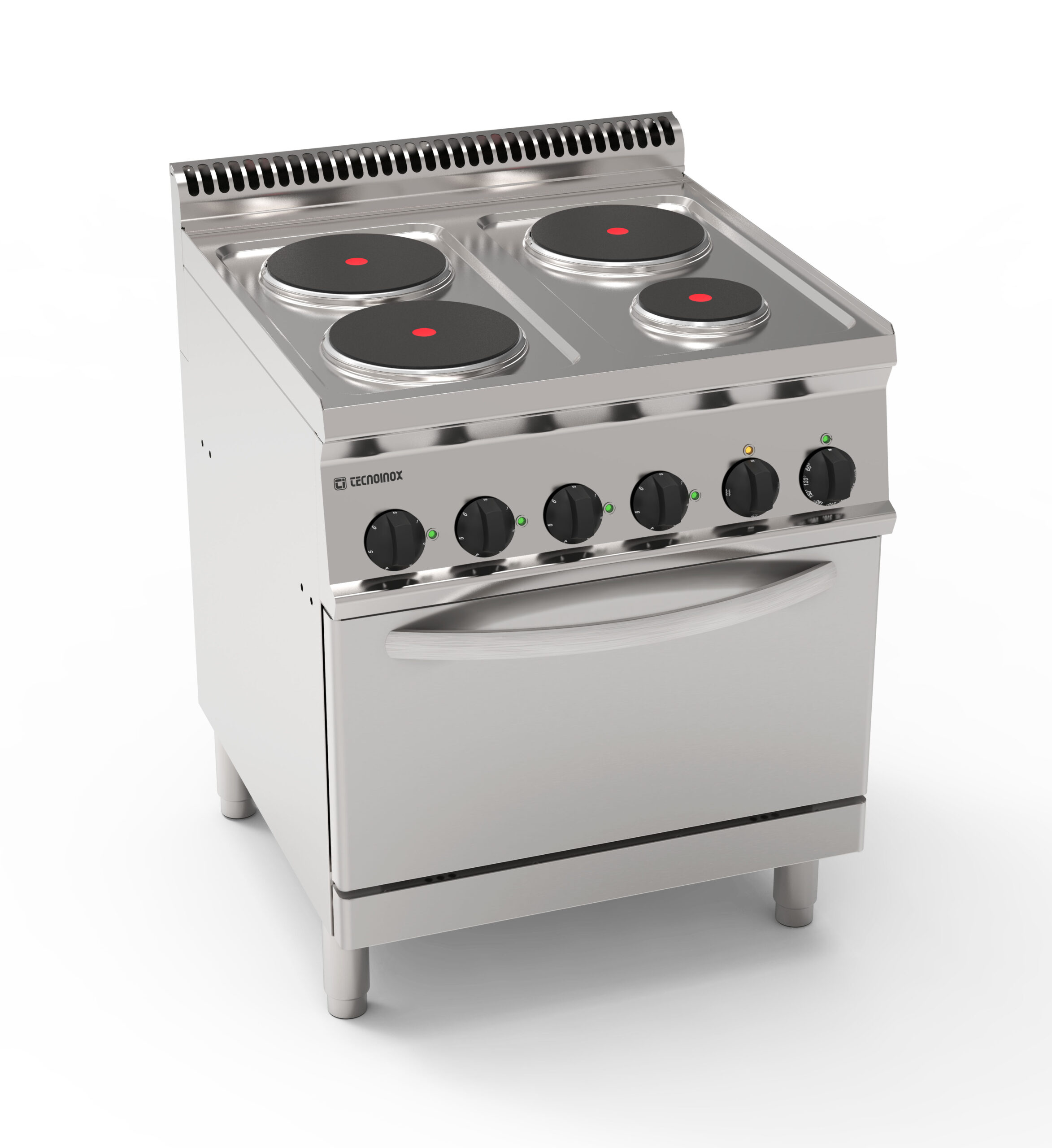 Plită electrică cu 3+1 plite rotunde ermetice pe cuptor electric static GN2/1 cu 1 grătar