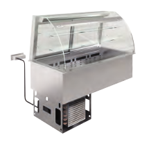 Vitrină refrigerată și ventilată pe cuvă refrigerată – 2 rafturi (Rulou)
