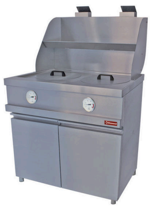 Friteuză pe gaz HEAVY DUTY - 2 cuve rotunde