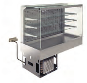 Vitrină frigorifică de perete pe blat refrigerat - 3 rafturi, dreptunghiulară (2 GN 1/1)