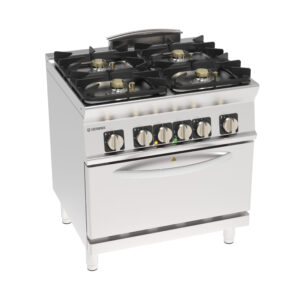 Plită de gătit pe gaz Super cu 4 arzătoare hermetice pe cuptor electric static GN2/1