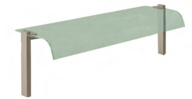 Suport Curbat, Geam Securizat Simplu, Suport Tubular 60x30mm (Lustruit)