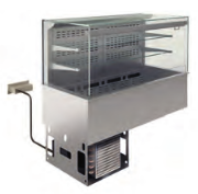 Vitrină refrigerată de perete pe cuvă refrigerată – 2 rafturi, dreaptă (Perdea)