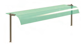 Suport de expunere curbat, sticlă securizată simplă, suport rotund Ø30mm (Scotch Brite)