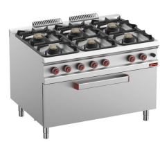 Aragaz cu gaz cu 6 arzătoare pe cuptor cu gaz MAXI - SILVER 900
