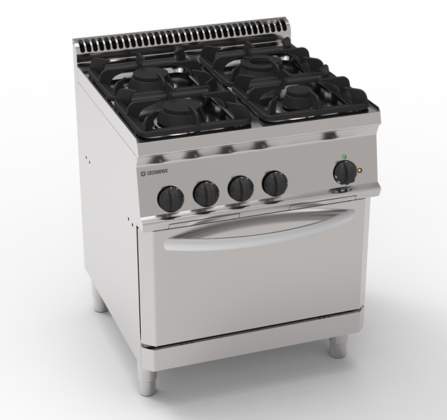 Aragaz pe gaz cu 4 arzătoare pe cuptor electric cu convecție