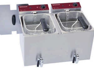 Friteuză electrică de banc, 2x 8 litri + robinet