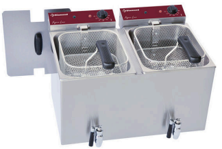 Friteuză electrică de banc, 2x 8 litri + robinet