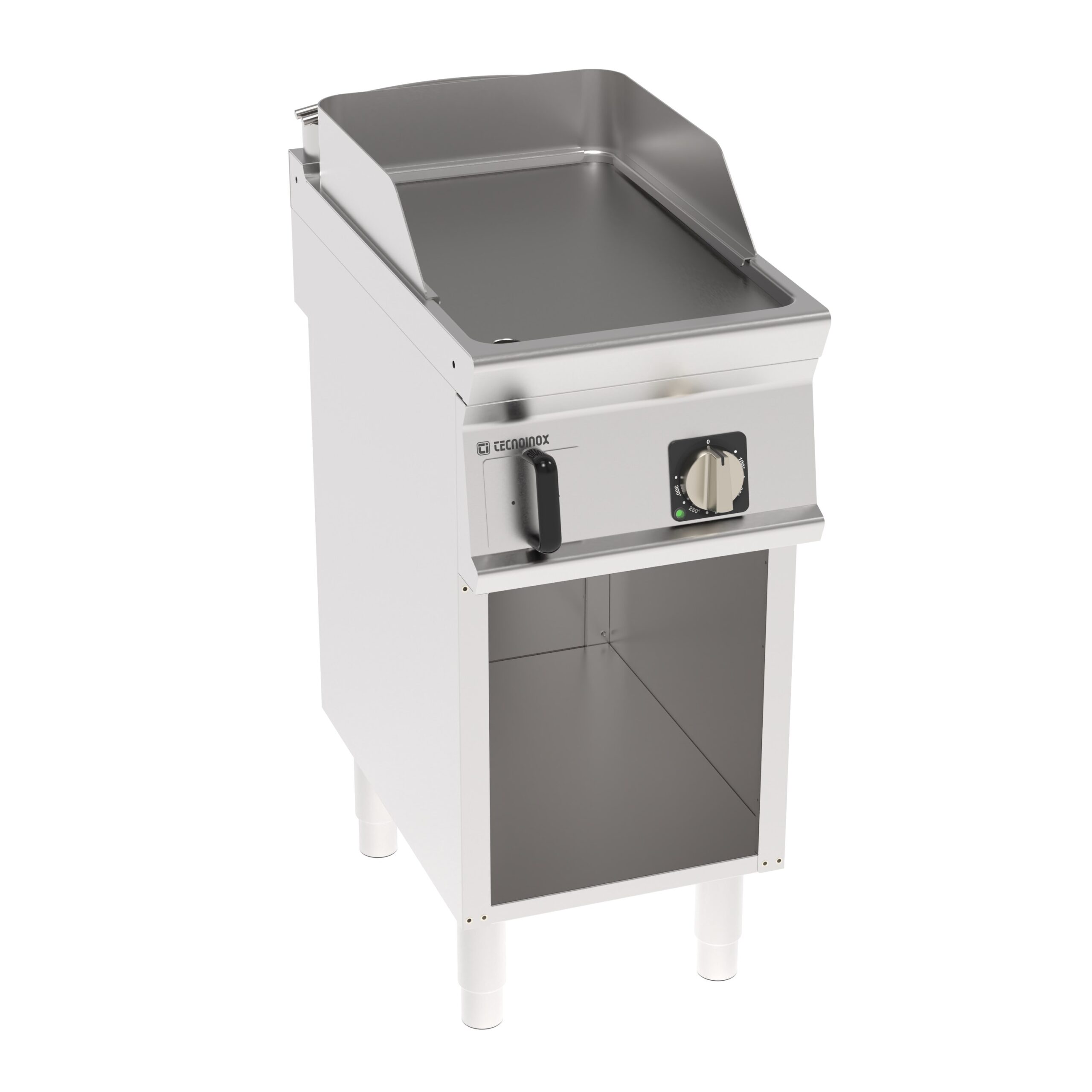 Grătar electric independent cu placă netedă pe dulap deschis
