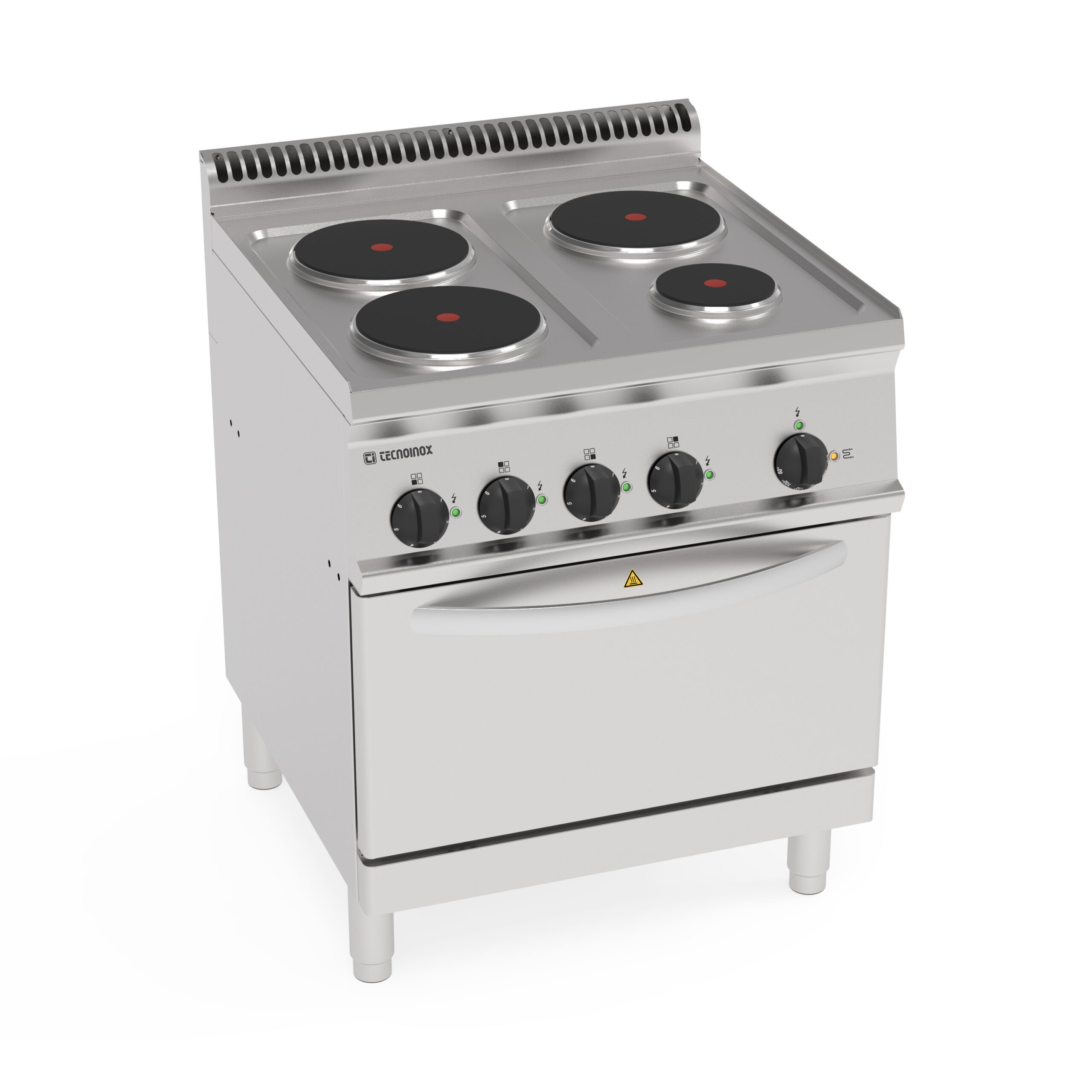 Aragaz electric cu 4 plite rotunde ermetice (diam 22 cm) pe cuptor electric cu convecție GN1/1 și 1 grătar