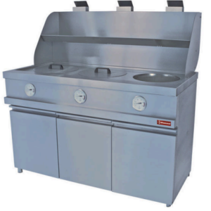 Friteuză pe gaz HEAVY DUTY - 3 cuve rotunde