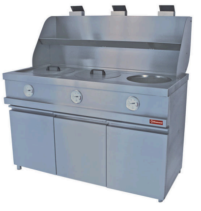 Friteuză pe gaz HEAVY DUTY - 3 cuve rotunde