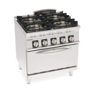 Aragaz pe gaz cu 4 arzătoare hermetice pe cuptor electric cu convecție GN1/1
