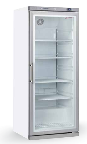 Cabinet frigorific vertical cu ușă din sticlă vopsit alb