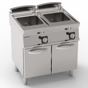 Mașină de gătit paste pe gaz GN 2/3 de sine stătătoare, cuvă dublă 24+24L pe cabinet închis