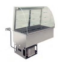 Vitrină frigorifică ventilată pe cuvă refrigerată - 3 rafturi (Clapete)