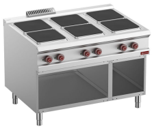 Plită electrică cu 6 plite pătrate, dulap deschis - SILVER 900