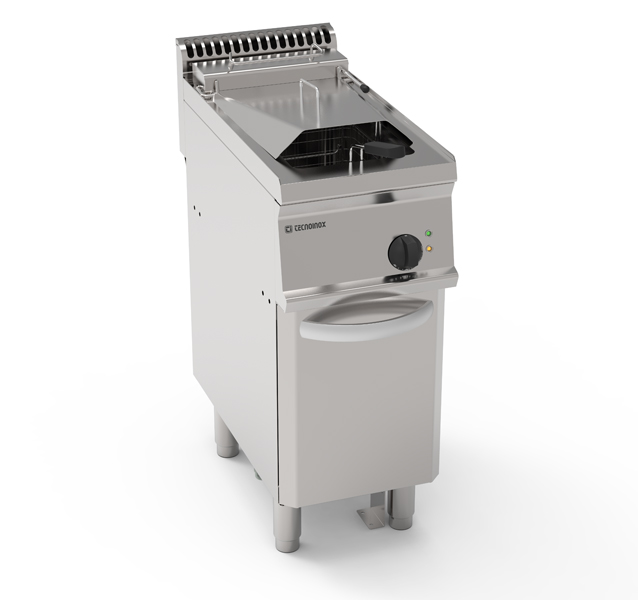 Friteuză electrică cu o singură cuvă de 14L, cu elemente de încălzire rabatabile în cuvă pe dulap închis