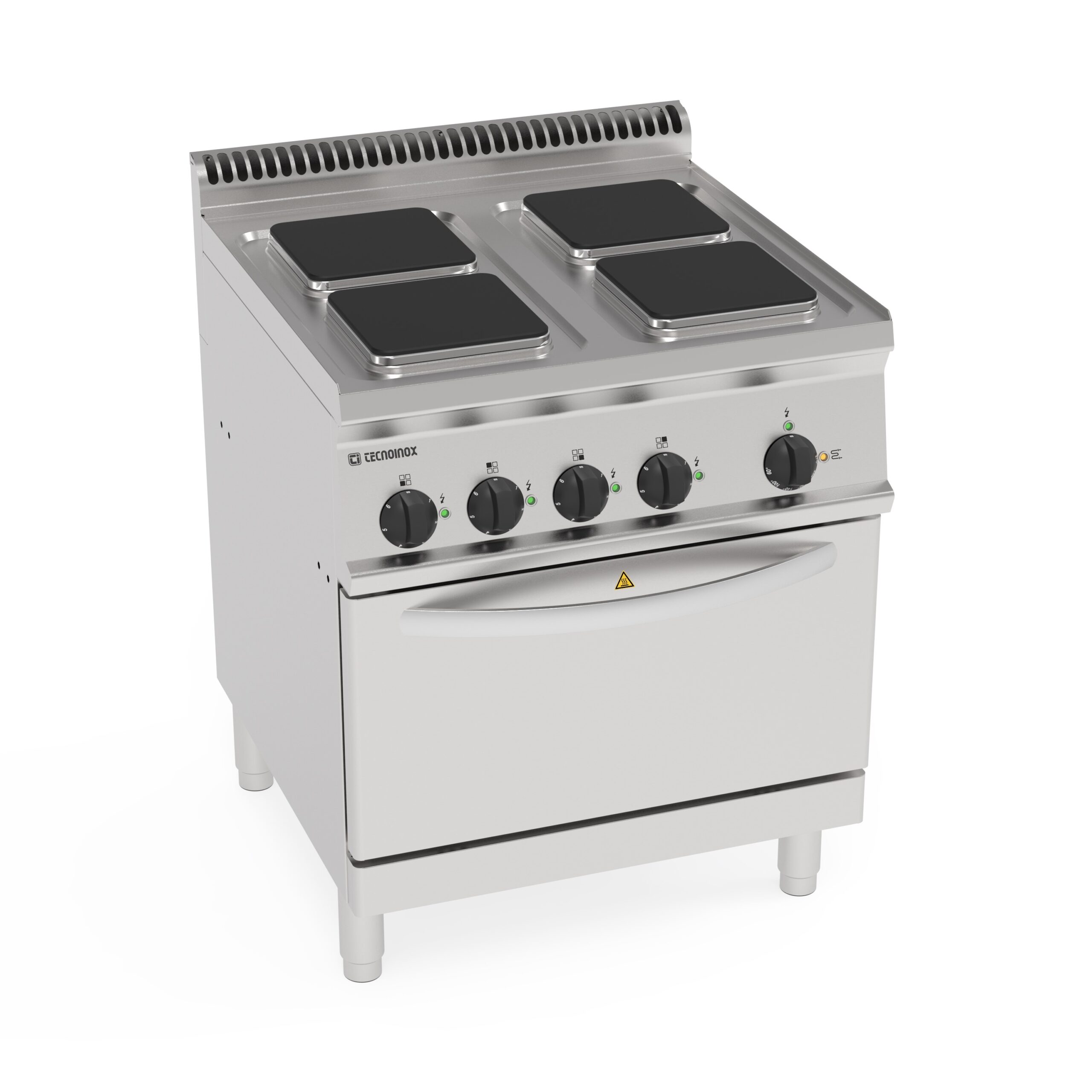 Aragaz electric cu 4 plite pătrate ermetice (22x22 cm) pe cuptor electric cu convecție GN1/1 cu 1 grătar