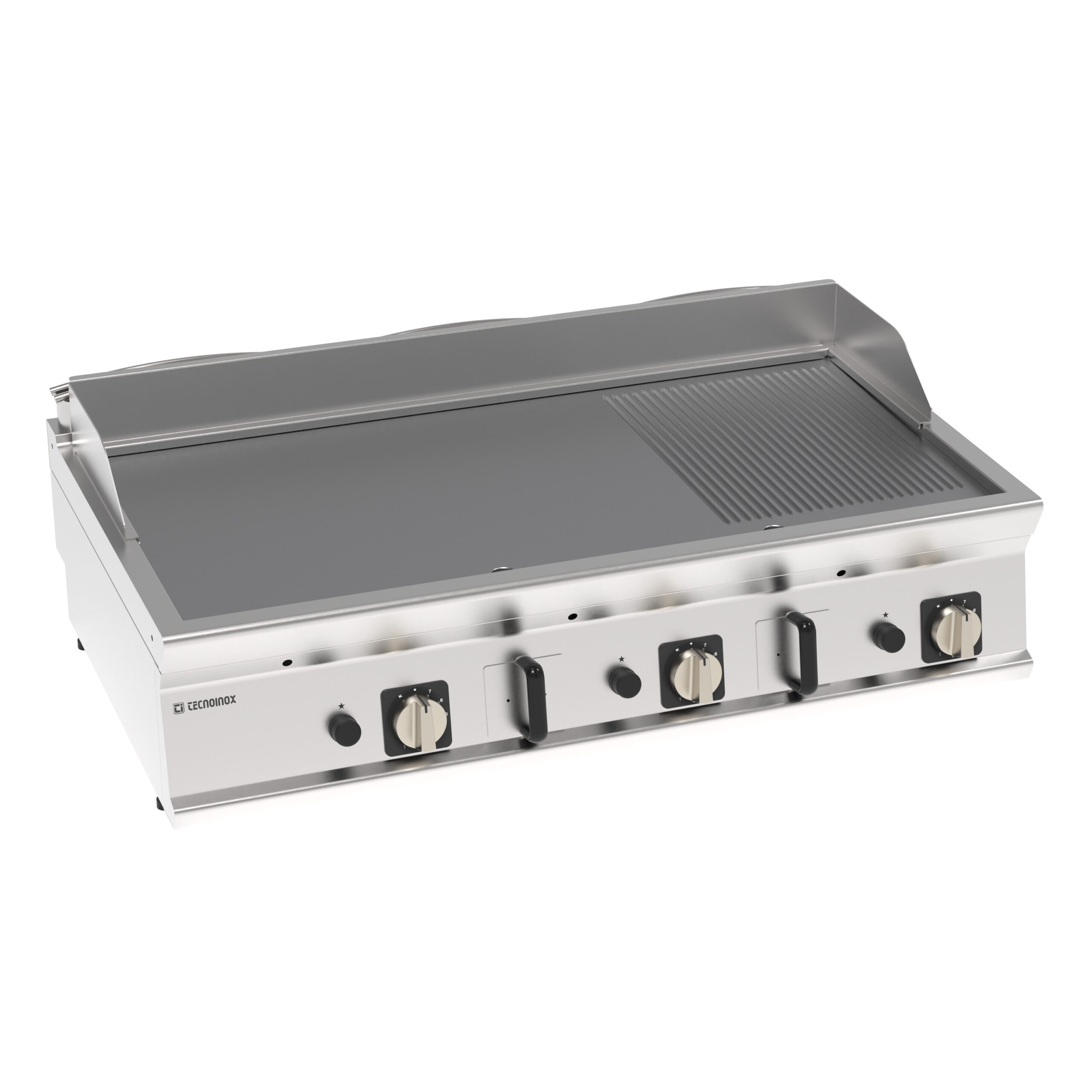 Grill pe gaz cu placă periată, cromată, 1/3 striată (varianta de masă)