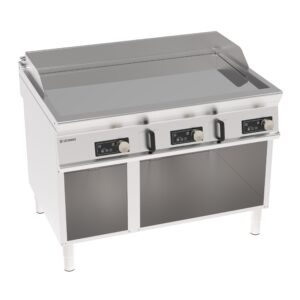 Grătar electric independent cu placă încinsă cromată și control electronic pe cabinet deschis