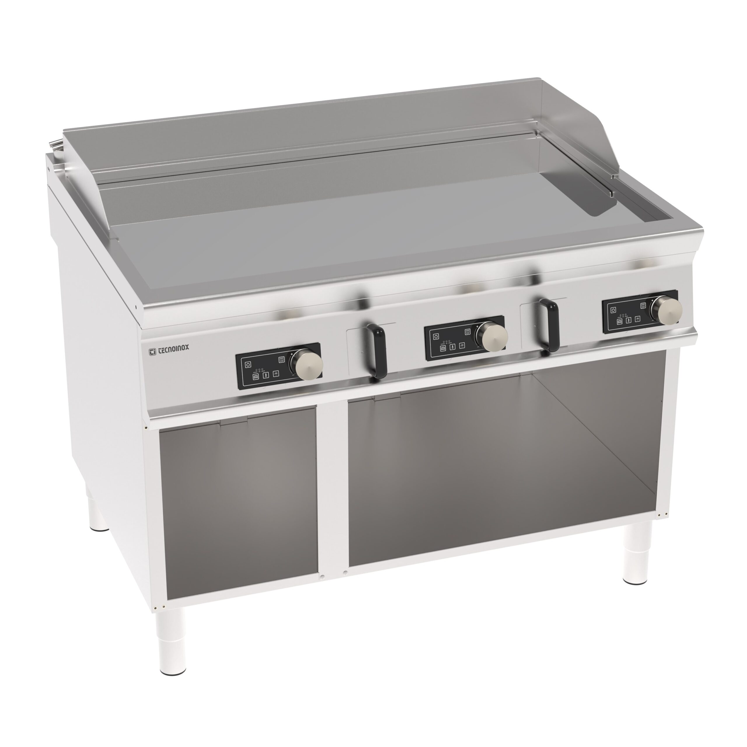 Grătar electric independent cu placă încinsă cromată și control electronic pe cabinet deschis