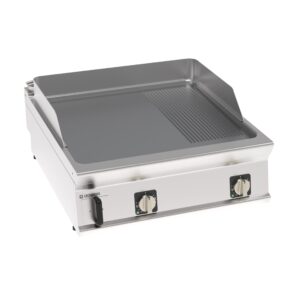 Grătar electric cu placă 1/3 striată, cromată, periată (versiune banc)
